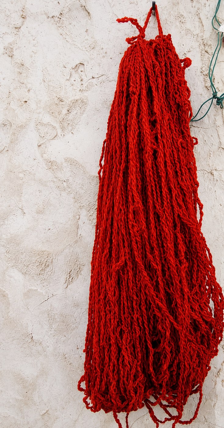 Hand-spun Sadu yarn at the souq